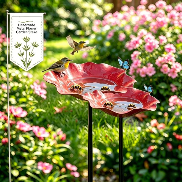 Estacas jardín flor metal hechas mano 5 uds estación riego abejas diseño floral jardín