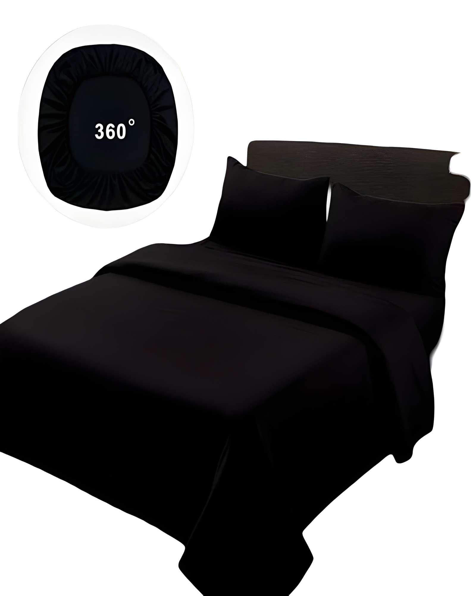 Genérico - Juego De Sabanas De 500 Hilos 1 Plaza Negro