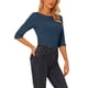 thumbnail image 4 of INSPIRE CHIC Camisetas de Mujer Mangas al Codo Cuello Barco Ajuste Ceñido Casual Camisetas Azul Oscuro XL, 4 of 6