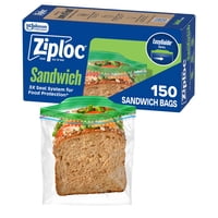 Ziploc - Bolsas De Almacenamiento De Alimentos Con Cierre Hermético Para Sándwiches Y Aperitivos, 150 Bolsas