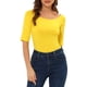 thumbnail image 1 of INSPIRE CHIC Camisetas de Mujer para Regreso a Clases con Cuello de Barco, Mangas Medias, Ajustadas, para Capas, Camiseta Suave 2XL Amarillo Limón, 1 of 6