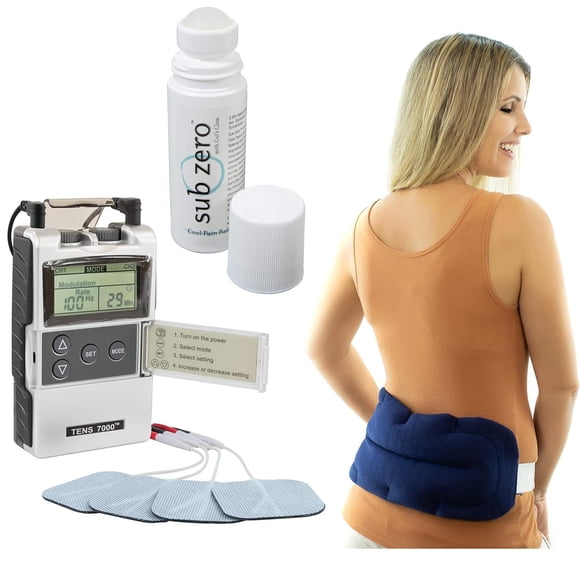 Kit de Alivio para Dolor de Espalda TENS 7000 con Almohadilla de Gel Estimuladora Muscular