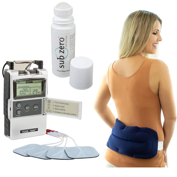 Kit de Alivio para Dolor de Espalda TENS 7000 con Almohadilla de Gel Estimuladora Muscular