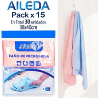 Aileda Paños De Limpieza Microfibra Absorbente 38X40Cm 2Uni (En Total 30 Unidades)