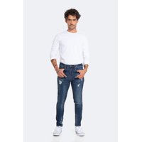 Idem - Jeans Hombre Skinny Azul Focalizado Suave Drimen Destroyer 46