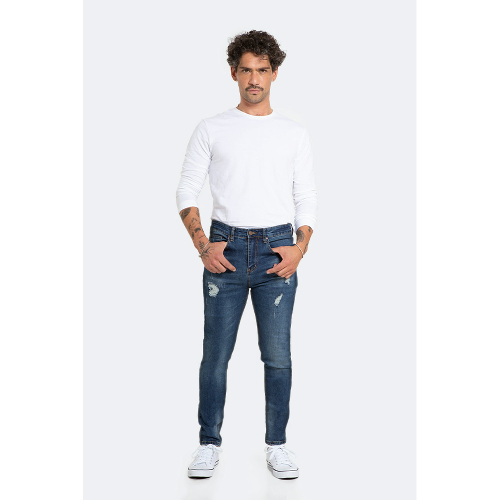 Idem - Jeans Hombre Skinny Azul Focalizado Suave Drimen Destroyer 46