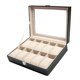thumbnail image 2 of Caja De Reloj De Cuero Con 10 Ranuras, Organizador De Vitrina De Joyería Con Tapa De Cristal, 2 of 5