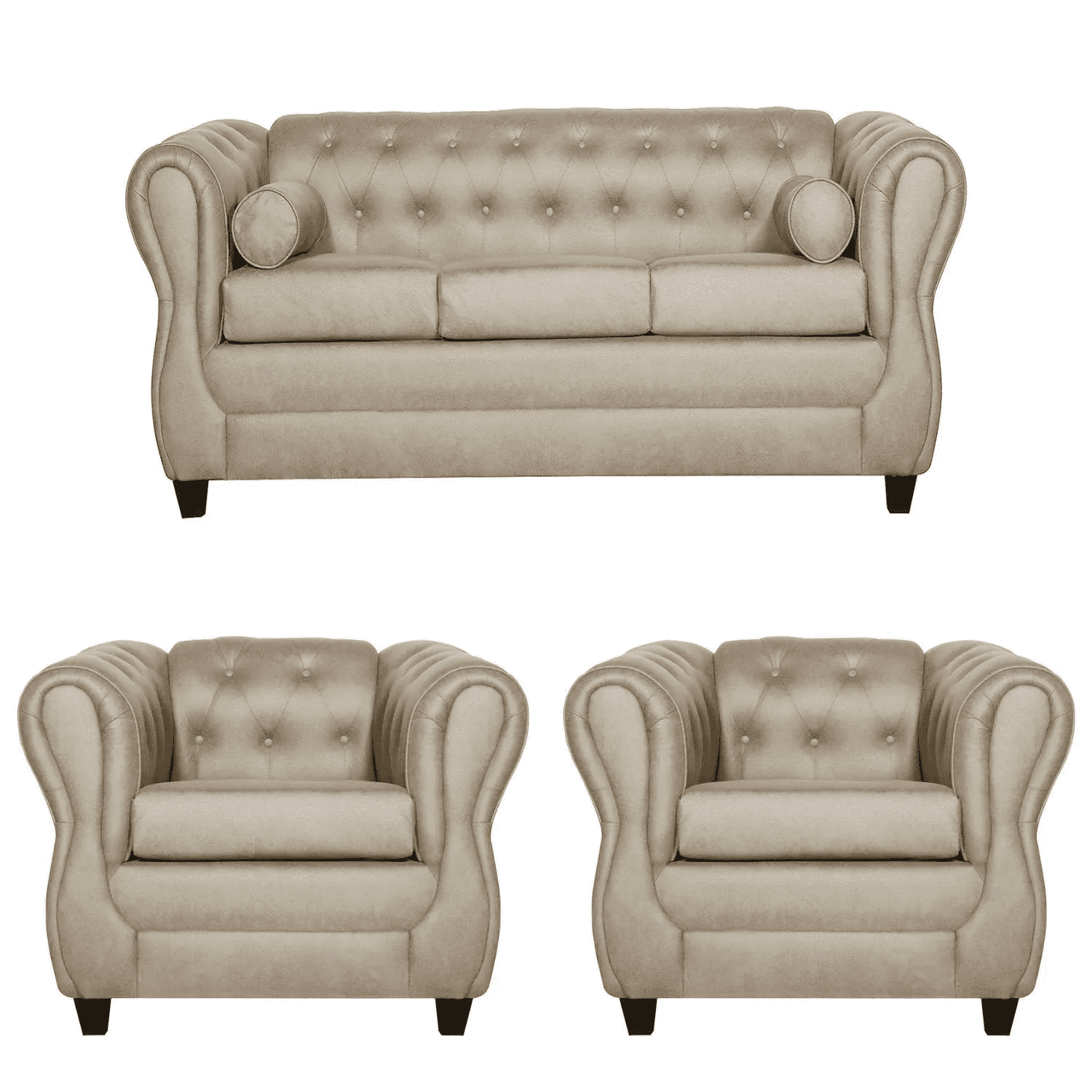 Ruzam Mobel - Juego De Living 3-1-1 Chesterfield Beige