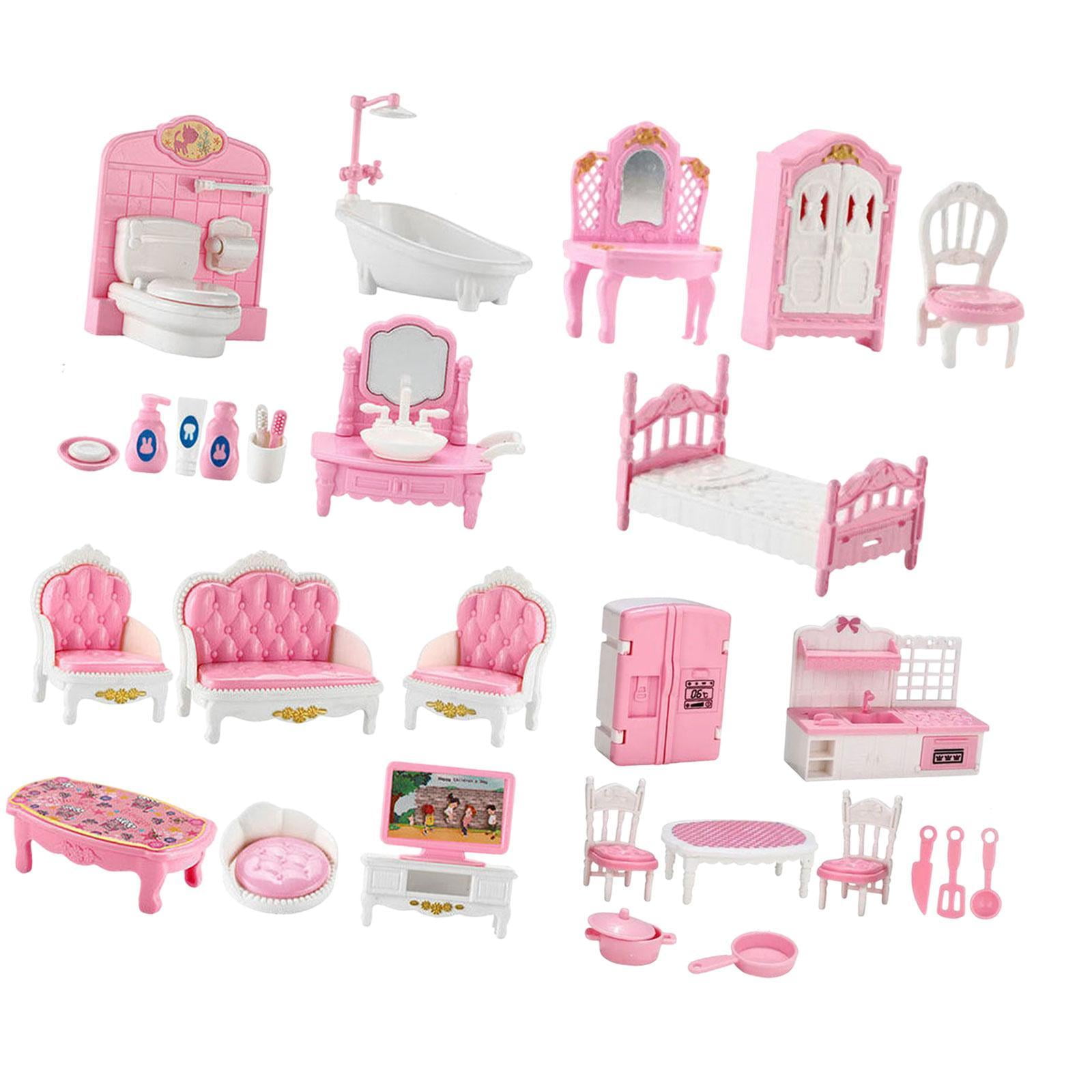 Magideal - 22 Uds. Muebles Pequeños En Miniatura Para Casa De Muñecas, Accesorios Para Casa De Juegos, Juego De Muebles Para Casa De Muñecas Para Niños Pequeños,