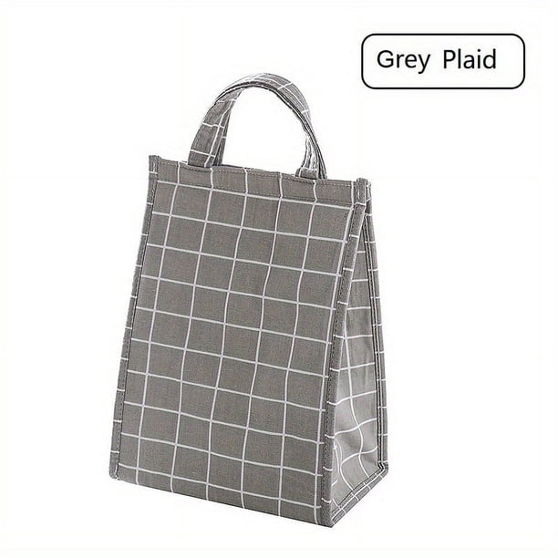 1pc Reusable Lunch Bag, Insulated Lunch Box, Linen Fabric With Aluminum Foil, Lunch Tote Handbag For Women, Men, School, Office