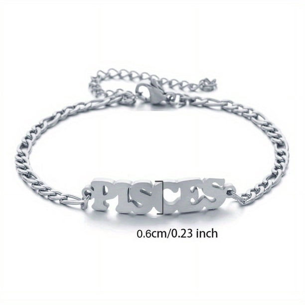 1pc Stainless Steel Fashion New Zodiac Letter Pendant Bracelet Jewelry Gift Birthday Gift