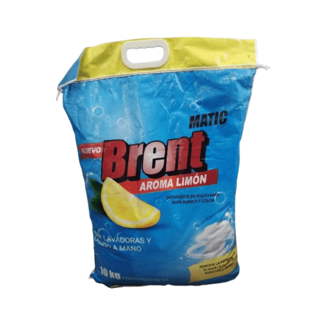 Detergente En Polvo Para Ropa Blanca Y Color Brent Matic 10 Kg Aroma Limon
