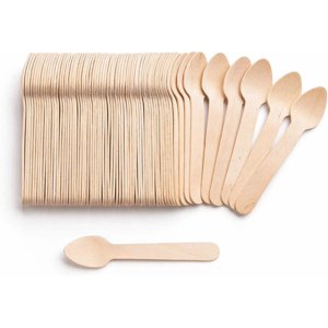Genérica - Cucharas Madera Biodegradable 11 Cm Pack 100Unds Postres Helados