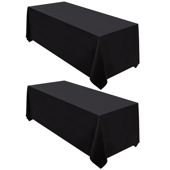 Mantel Surmente de poliéster negro de 90 x 132 cm para boda, 2 unidades