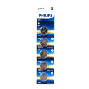 Pack 5 Pilas Cr2016 Tipo Botón Litio 3V Philips