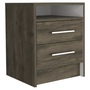 Fmfurniture - Velador 2 Cajones Fm-019O - Café Oscuro