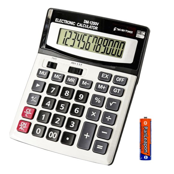 Calculadora YEBMoo YE1200v de 12 dígitos con doble alimentación y pantalla LCD