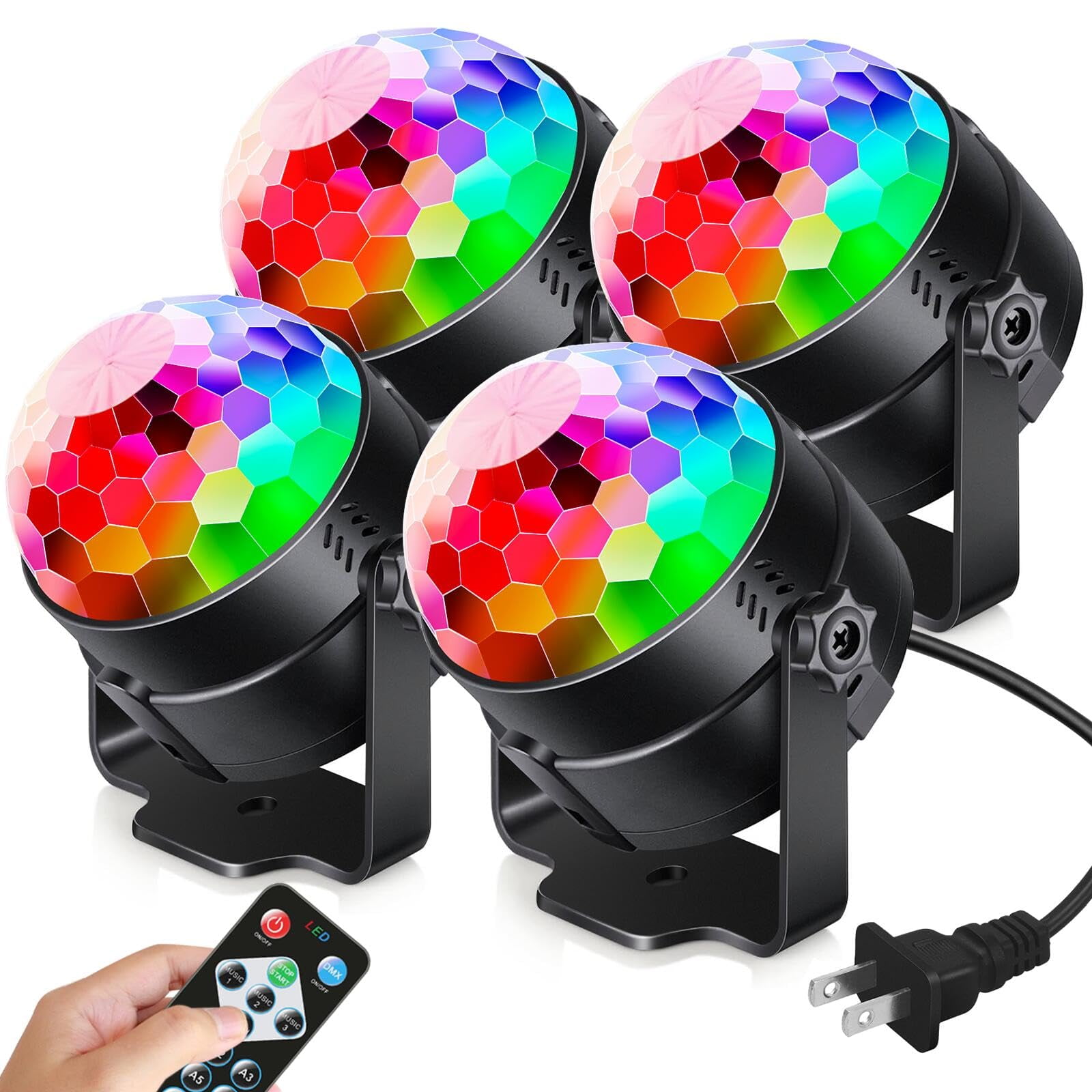 Luces De Fiesta Luditek, Paquete De 4 Unidades, Activadas Por Sonido Con Mando A Distancia