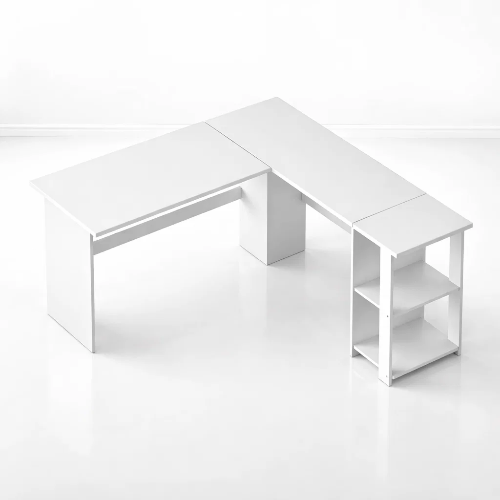 Klik Muebles - Escritorio Luma Corner En L Blanca Con Repisas