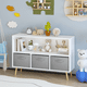 thumbnail image 1 of Kids bookcase with Collapsible Fabric Drawers, Children's Book Display, Toy Storage Cabinet Organizer, White/Gray, 1 of 3