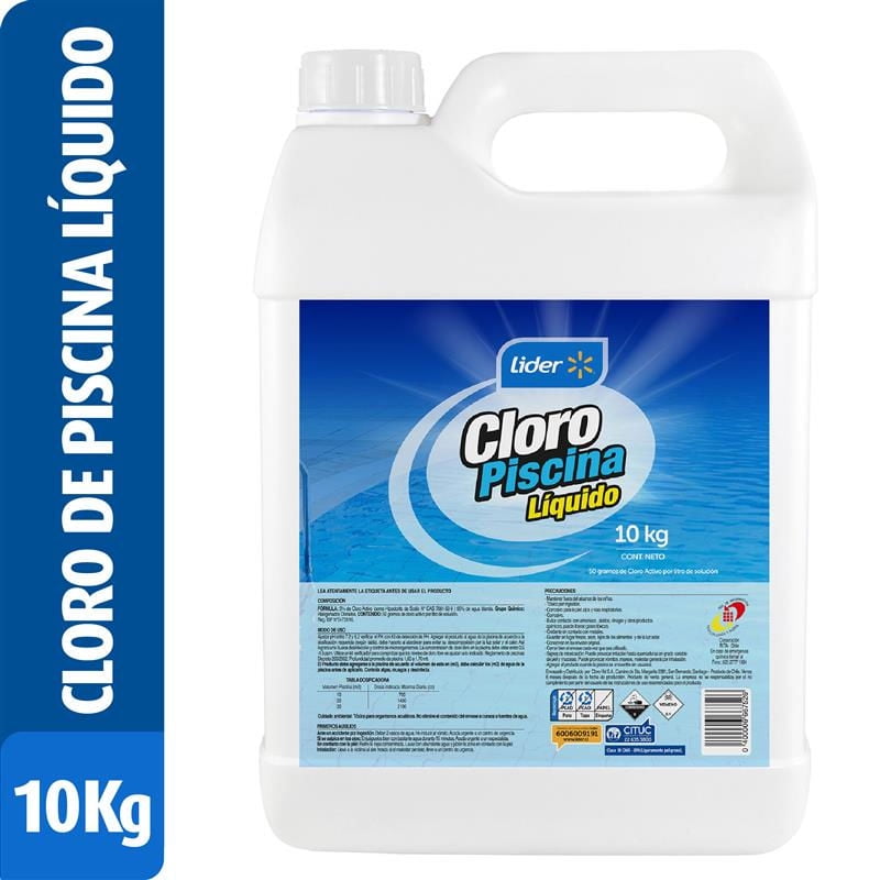 Cloro Piscina Líquido 10 Kg 1 Un Lider