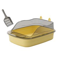 Magideal - Caja De Arena Abierta Para Gatitos, Inodoro A Prueba De Salpicaduras, Lados Altos, Orinal Grande Con Forma De Dibujos Animados, 50X34X18Cm, Cuenco Par Amarillo