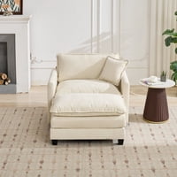 M&Ms - Cloud Sofa Ottoman Only, Modern Sectional Couch, For Living Room Bedroom And Apartment, Comfy Double Layer Upholstered Seat Cushion, Breathable Chenille Fabric, Beige