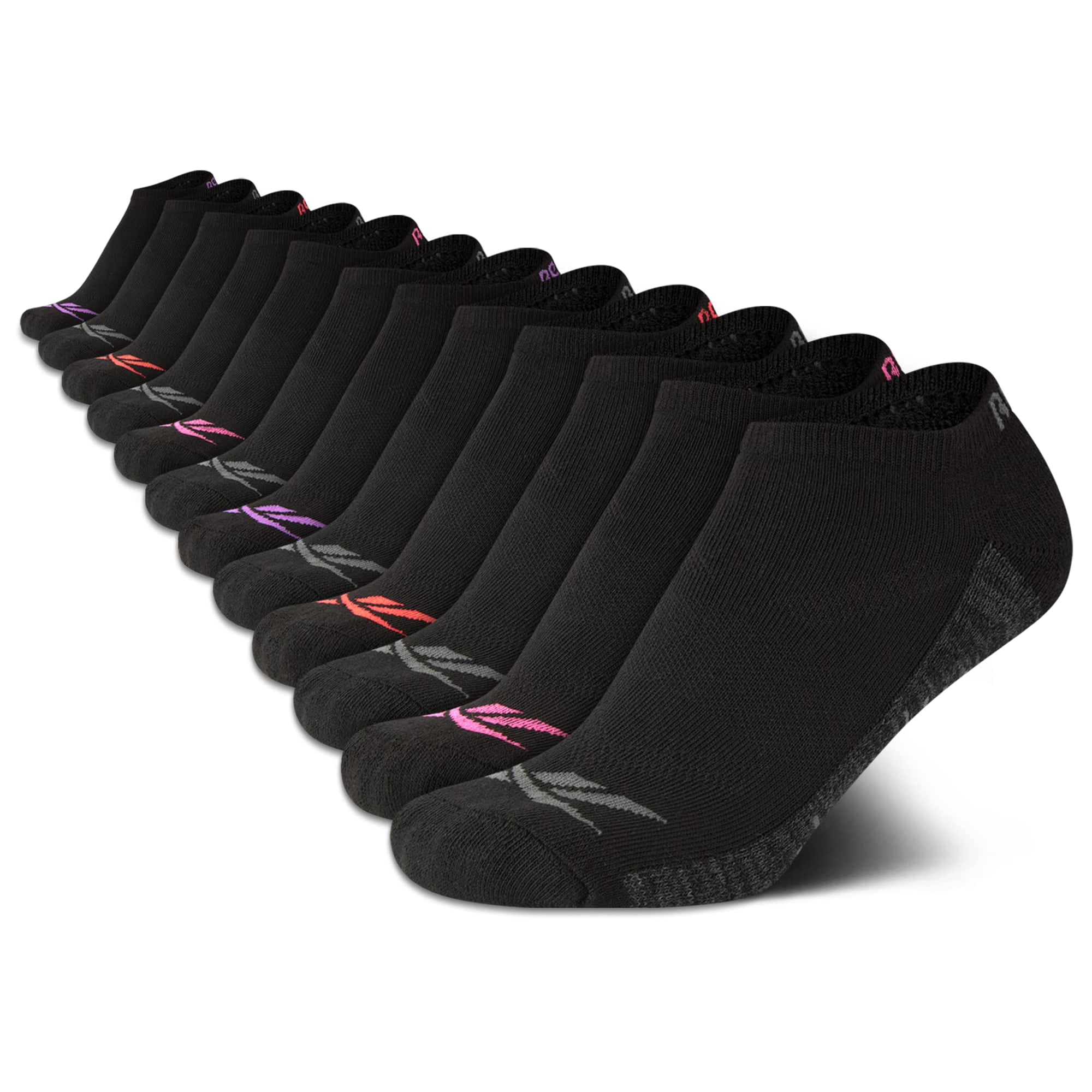 Calcetines Reebok Para Mujer, Corte Bajo, 12 Unidades, Color Negro, 4 — 10 Unidades