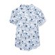 thumbnail image 2 of Camisa Niño Lino Manga Corta Estampado Palmeras Azul Pillin, 2 of 3