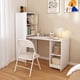 thumbnail image 1 of Stretchable desk, office desk with storage shelves and mobile wheels, foldable desk suitable for small apartments and offices, white, 1 of 3