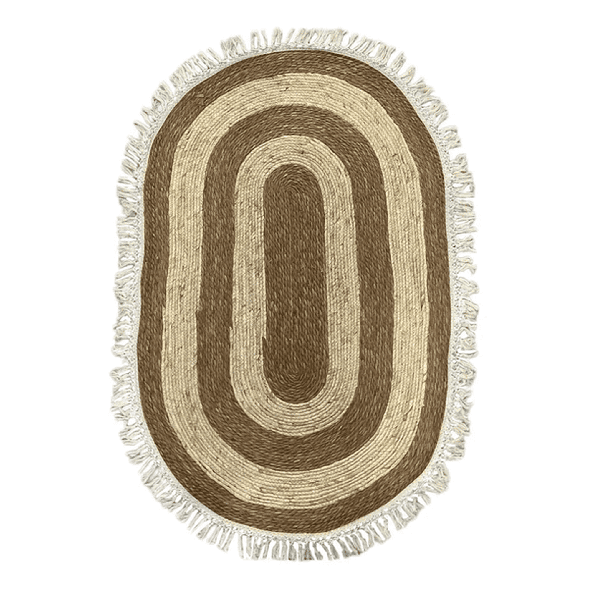 Genérico - Alfombra Yute Ovalada Con Fleco 100x150cm