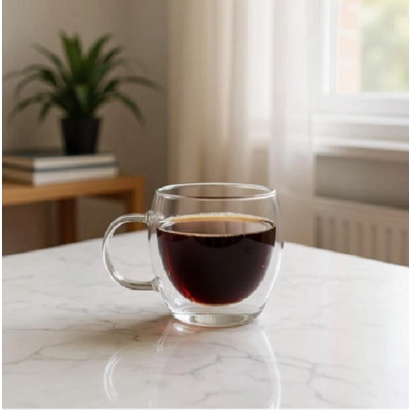 TAZA DE VIDRIO  TRANSPARENTE DOBLE PARED  150 ML