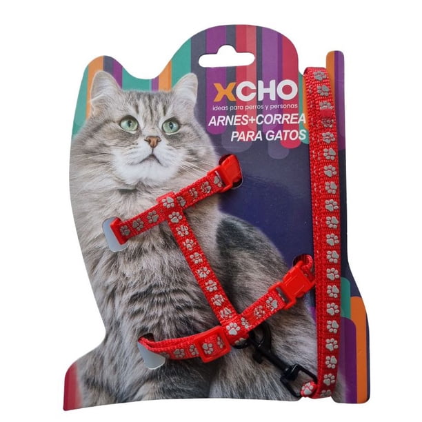 Arnes Pechera + Correa Para Gatos Mascota Pequeñas XS (Rojo Conejos)