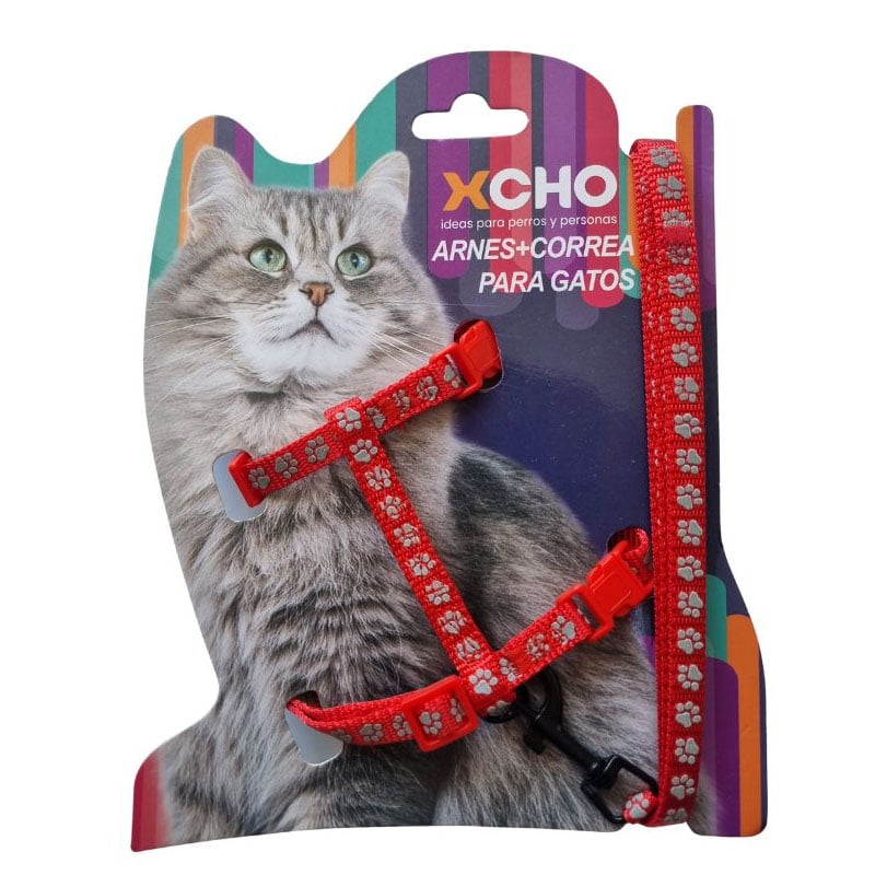 Arnes Pechera + Correa Para Gatos Mascota Pequeñas XS (Rojo Conejos)