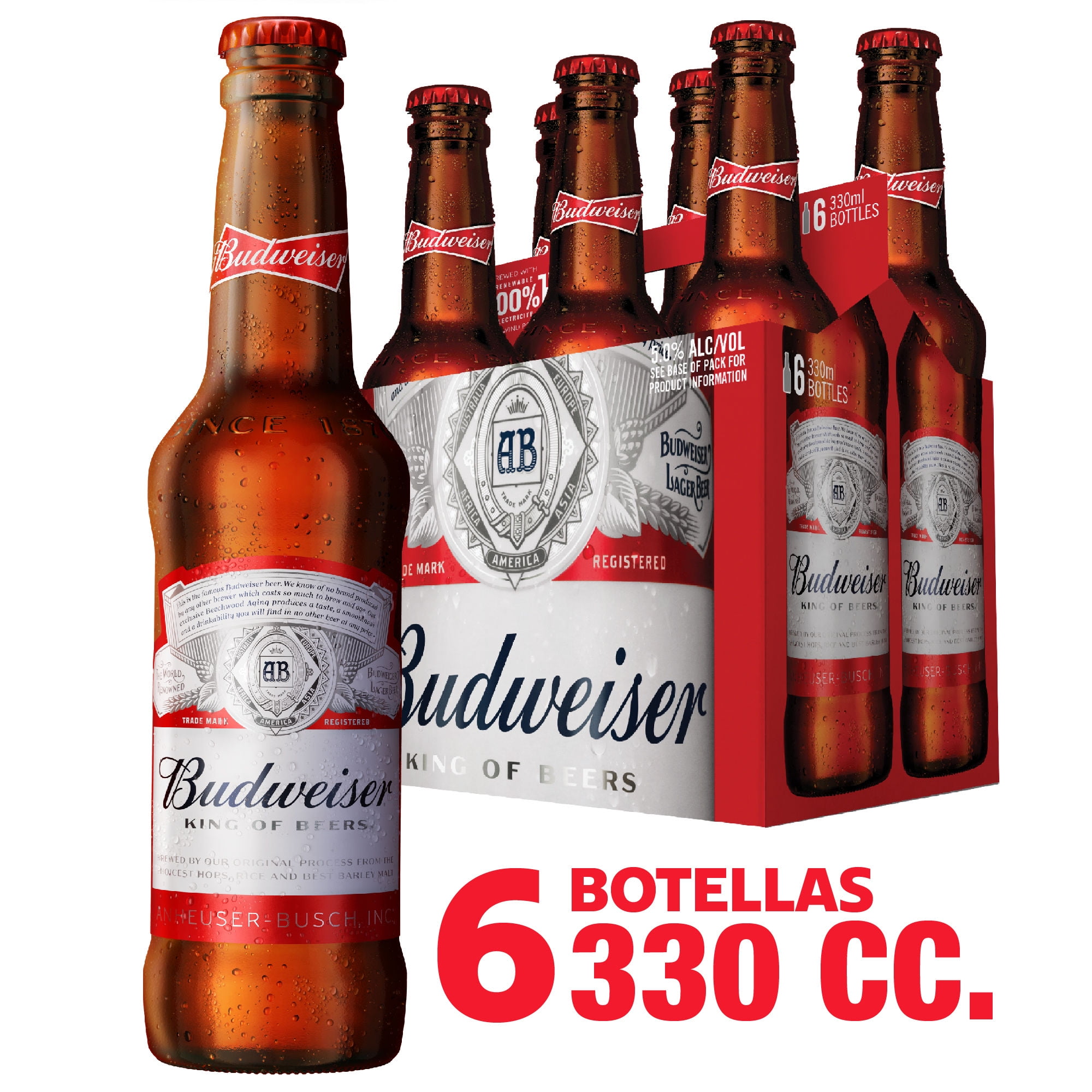 Cerveza Lager Botellas Pack 6 Un 330 ml c/u Budweiser
