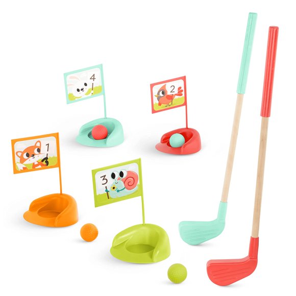 Set de golf B. toys de madera, 15 unidades, para niños pequeños con bolsa de almacenamiento para más de 3