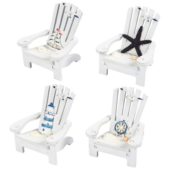 Set de 4 minisillas de playa Juvale Nautical Home Decor, 10 cm