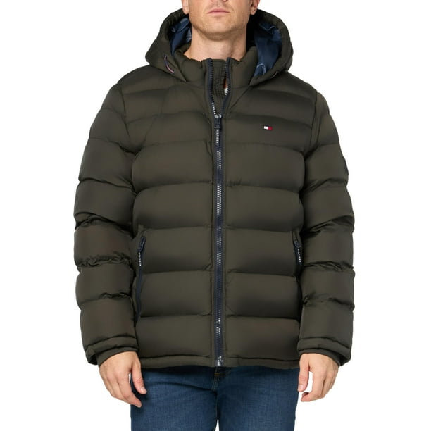 Chaqueta Tommy Hilfiger para hombre, con capucha, acolchada, color oliva, talla XL