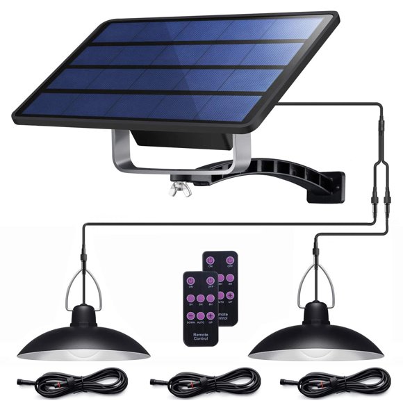 Lámpara colgante solar ABZXT de doble bombilla impermeable IP65 con control remoto