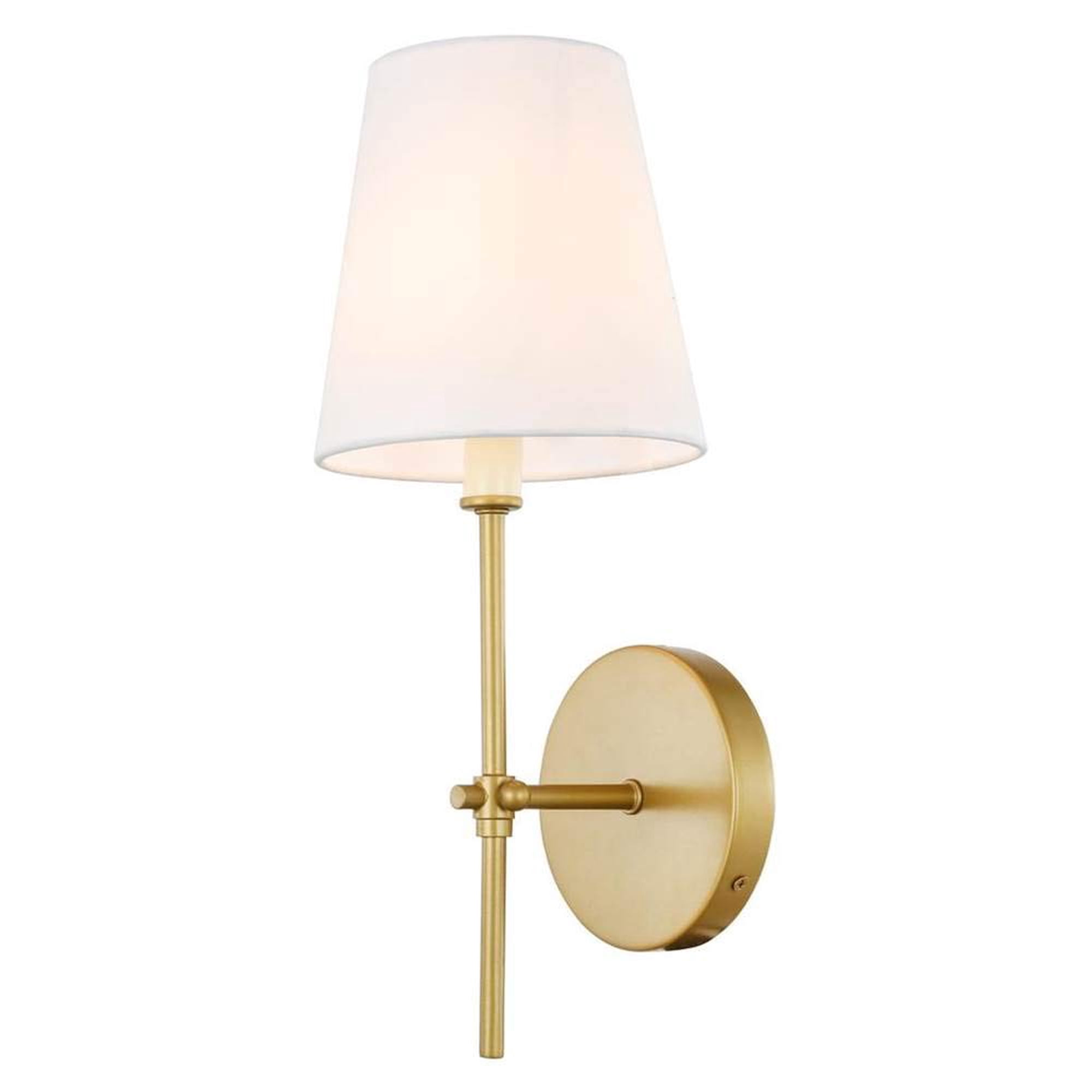 Aplique De Pared Geakv Mel 1 Luz Latón Con Pantalla De Tela Blanca