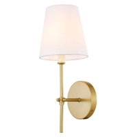 Aplique De Pared Geakv Mel 1 Luz Latón Con Pantalla De Tela Blanca