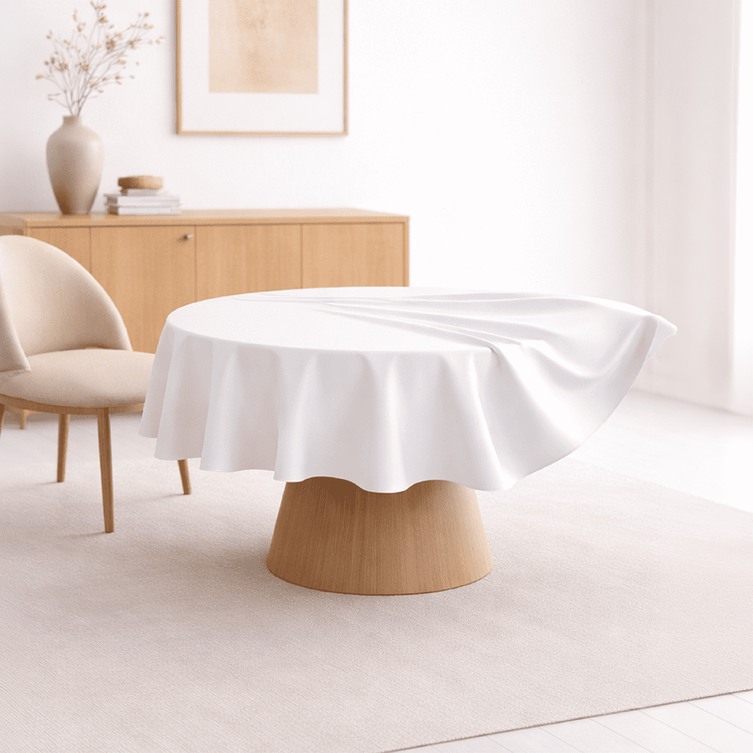 Aura Zeus - Mantel De Mesa Redondo Tela Hule Antimancha Impermeable Blanco Az