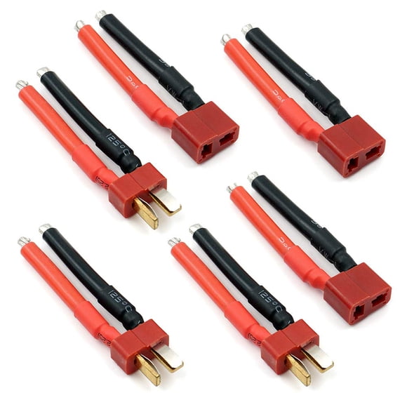 Conector en T Deans hembra y macho con cable de silicona de 12 AWG