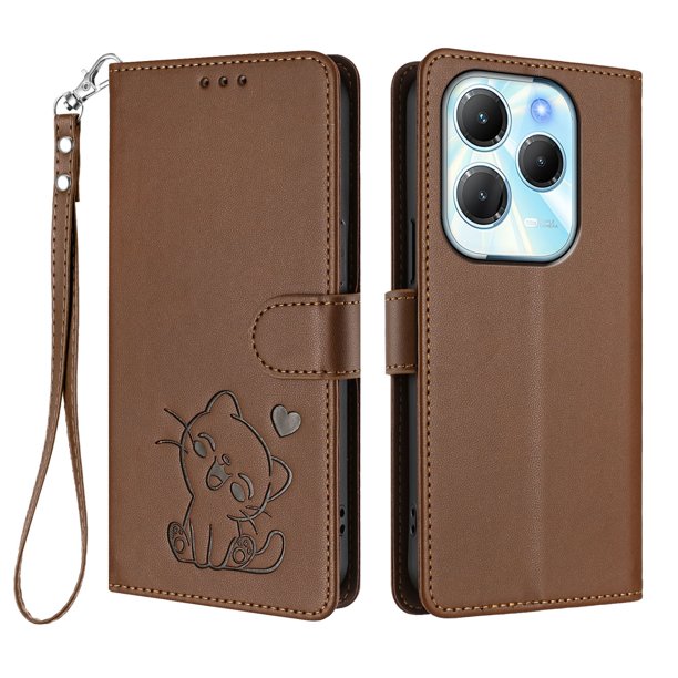 Infinix HOT 40 4G Funda Billetera con Ranuras para Tarjetas, Marrón