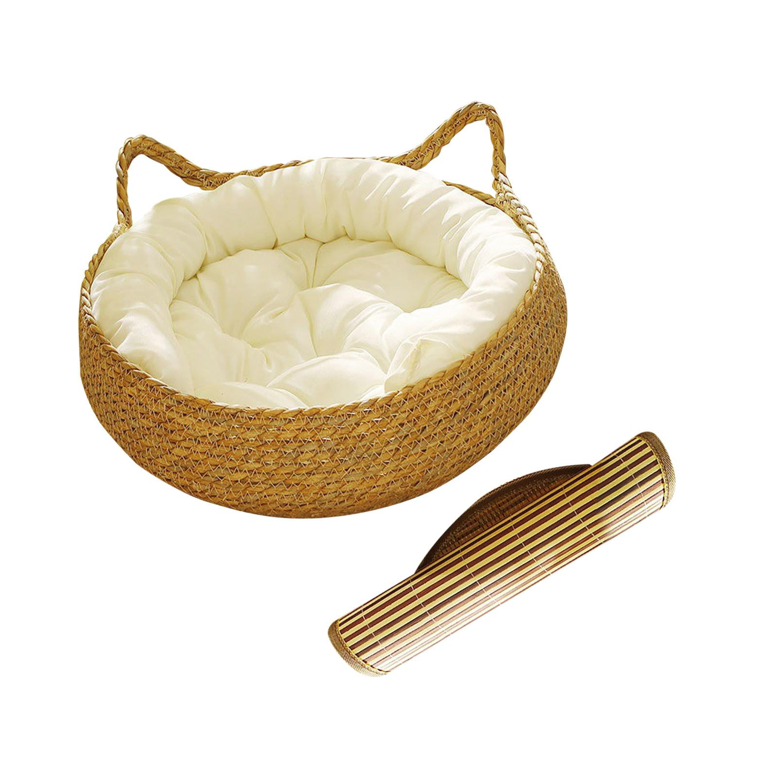 Ioensy - Cesta Para Cama De Gato, Tabla Rascadora Para Gatitos, Perros Pequeños, Gatos De Interior, Almohada Blanca De 43x14cm