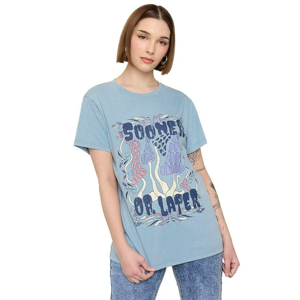 Polera Mujer Fun Oversize Celeste Corona