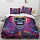 thumbnail image 2 of Juego De Ropa De Cama Con Estampado De Calaveras Y Flores Funda Nórdica De Microfibra Suave Con Cremallera Oculta Funda De Edredón Con Diseño De Esqueleto Malvado Con Estampado 3d Para Niñ, 2 of 3