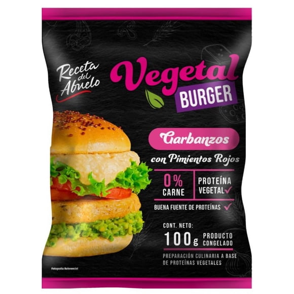 Hamburguesa Vegetal Garbanzos Con Pimientos Rojos, 100 g