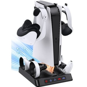 Estación De Enfriamiento Y Soporte Aaronmei Psvr 2 Y Ps5 Con Carga Dual Para Controladores Y Soporte Para Auriculares