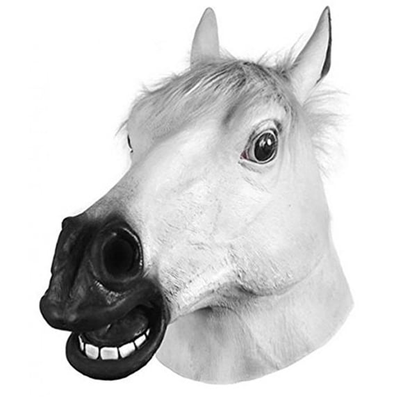 Máscara Miyaya Horror Scary White Horror con forma de cabeza de caballo para Halloween